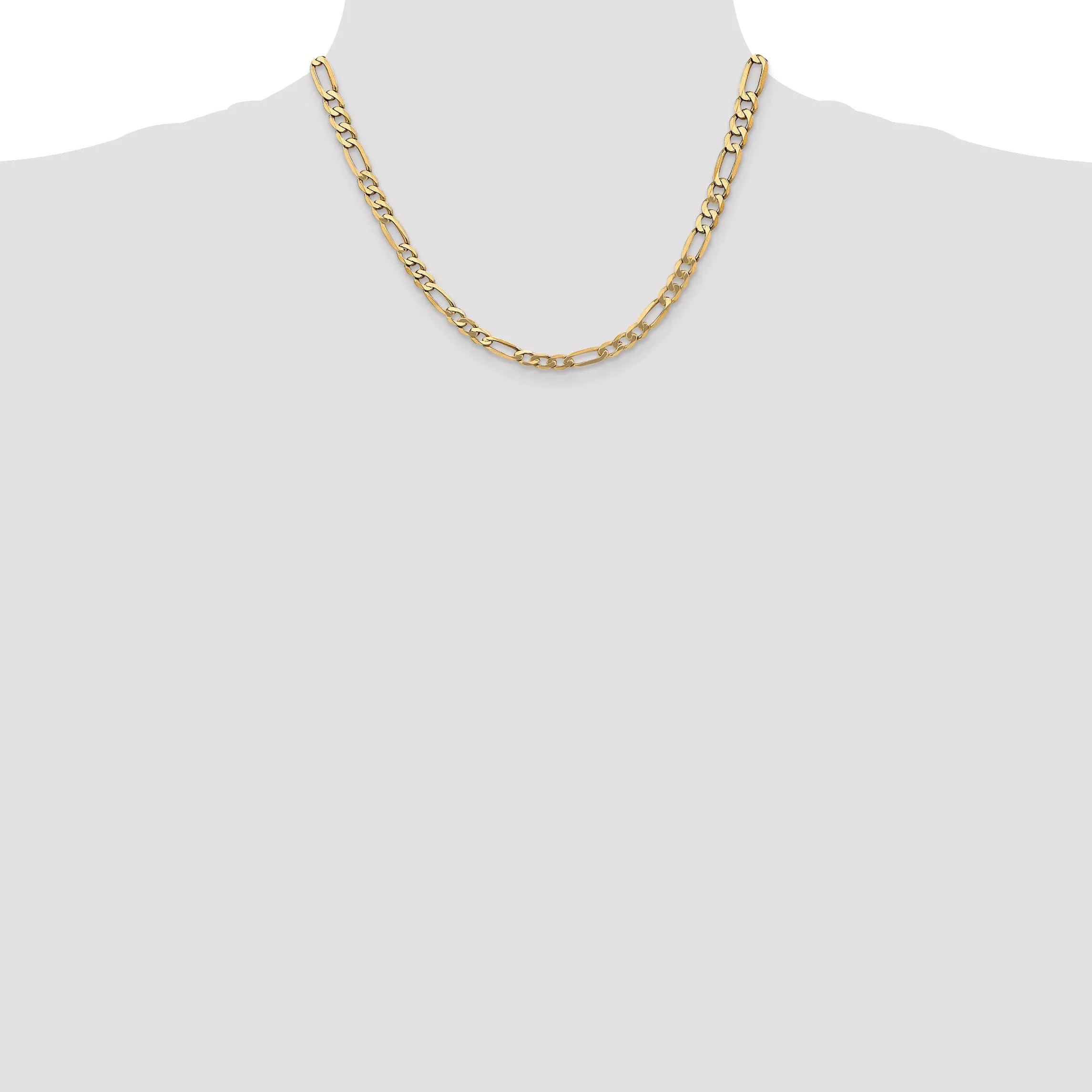 14k Yellow Gold 5.25-mm Flat Solid Figaro Chain