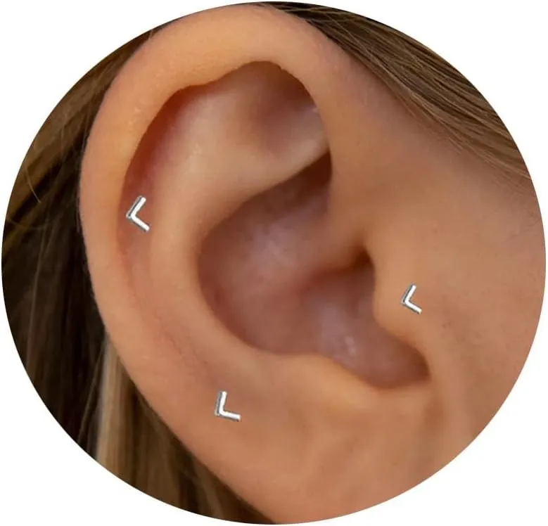 20G/18G/16G Titanium Flat Back Earrings, Threadless Nose Stud Tiny Stud Earrings, Cartilage Tragus Piercing Jewelry Conch Helix Stud