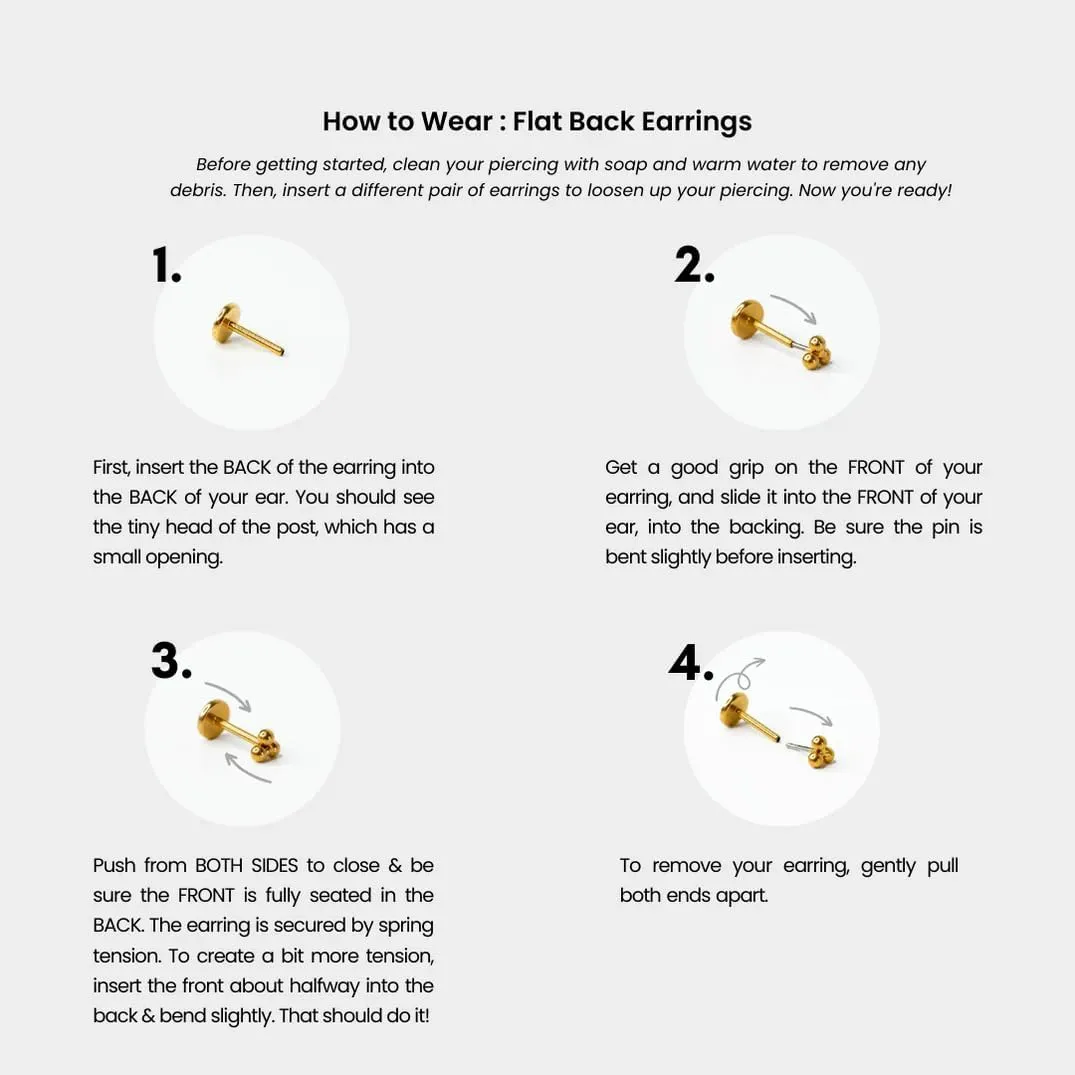 20G/18G/16G Titanium Flat Back Earrings, Threadless Nose Stud Tiny Stud Earrings, Cartilage Tragus Piercing Jewelry Conch Helix Stud