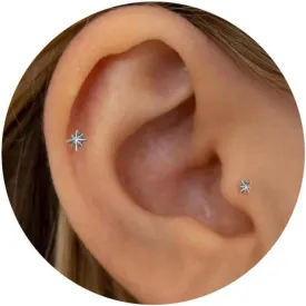 20G/18G/16G Titanium Flat Back Earrings, Threadless Nose Stud Tiny Stud Earrings, Cartilage Tragus Piercing Jewelry Conch Helix Stud