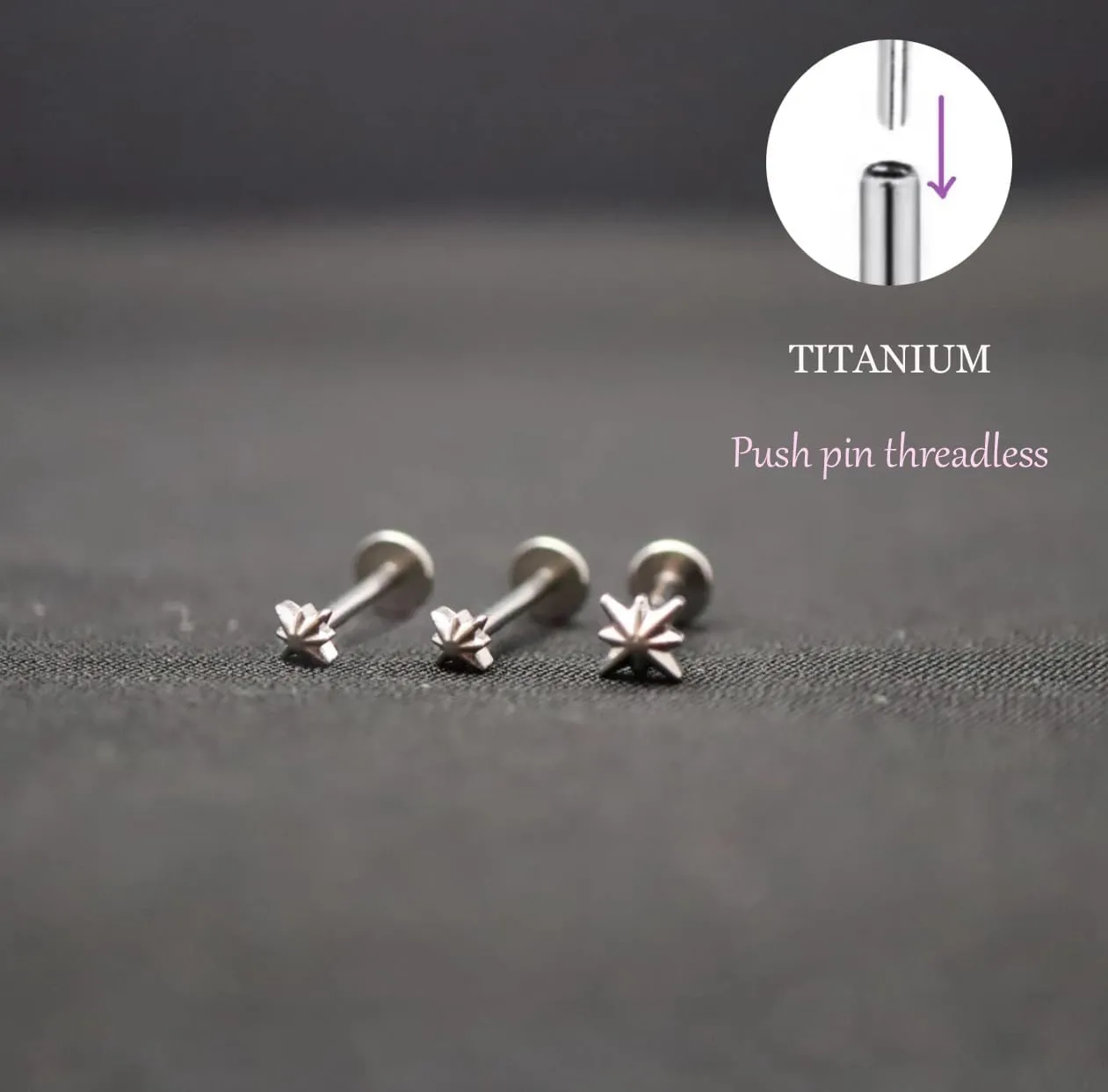 20G/18G/16G Titanium Flat Back Earrings, Threadless Nose Stud Tiny Stud Earrings, Cartilage Tragus Piercing Jewelry Conch Helix Stud