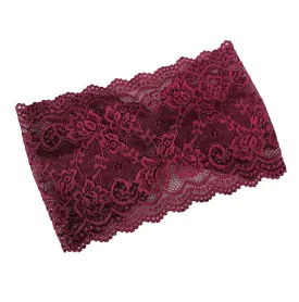 6'' Wide Lace Headbands for Women Headcovering Church Lace Headwrap for Women (Burgundy)