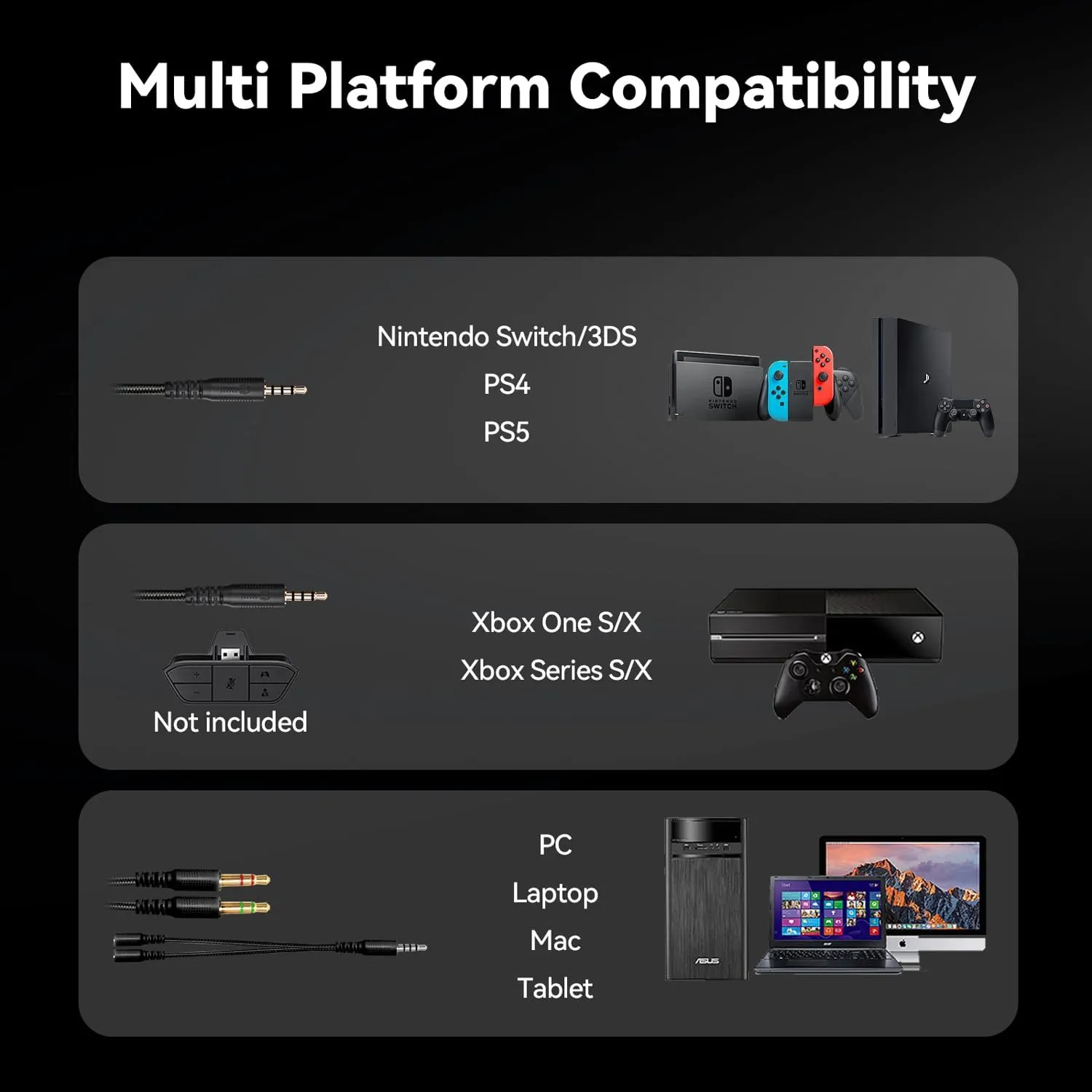 A88 Gaming Headset with Microphone, Stereo Wired Noise Cancelling Over-Ear Headphones with Mic for Pc, Ps5, Xbox One Series X/s, Ps4, Computer, Laptop, Mac, Nintendo, Gamer (White)