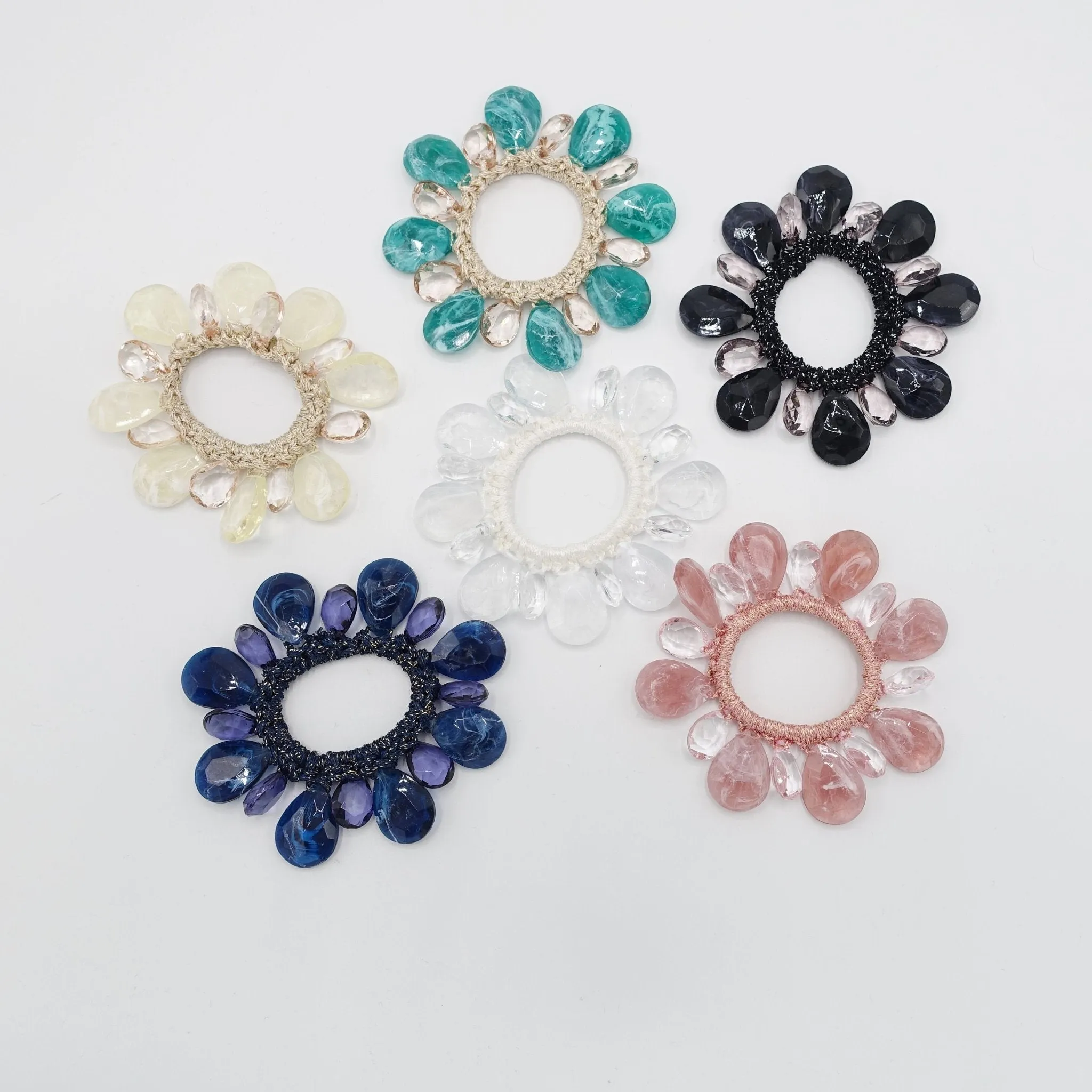 acrylic water drop ball beaded hair elastic ponytail holder women hair accessory
