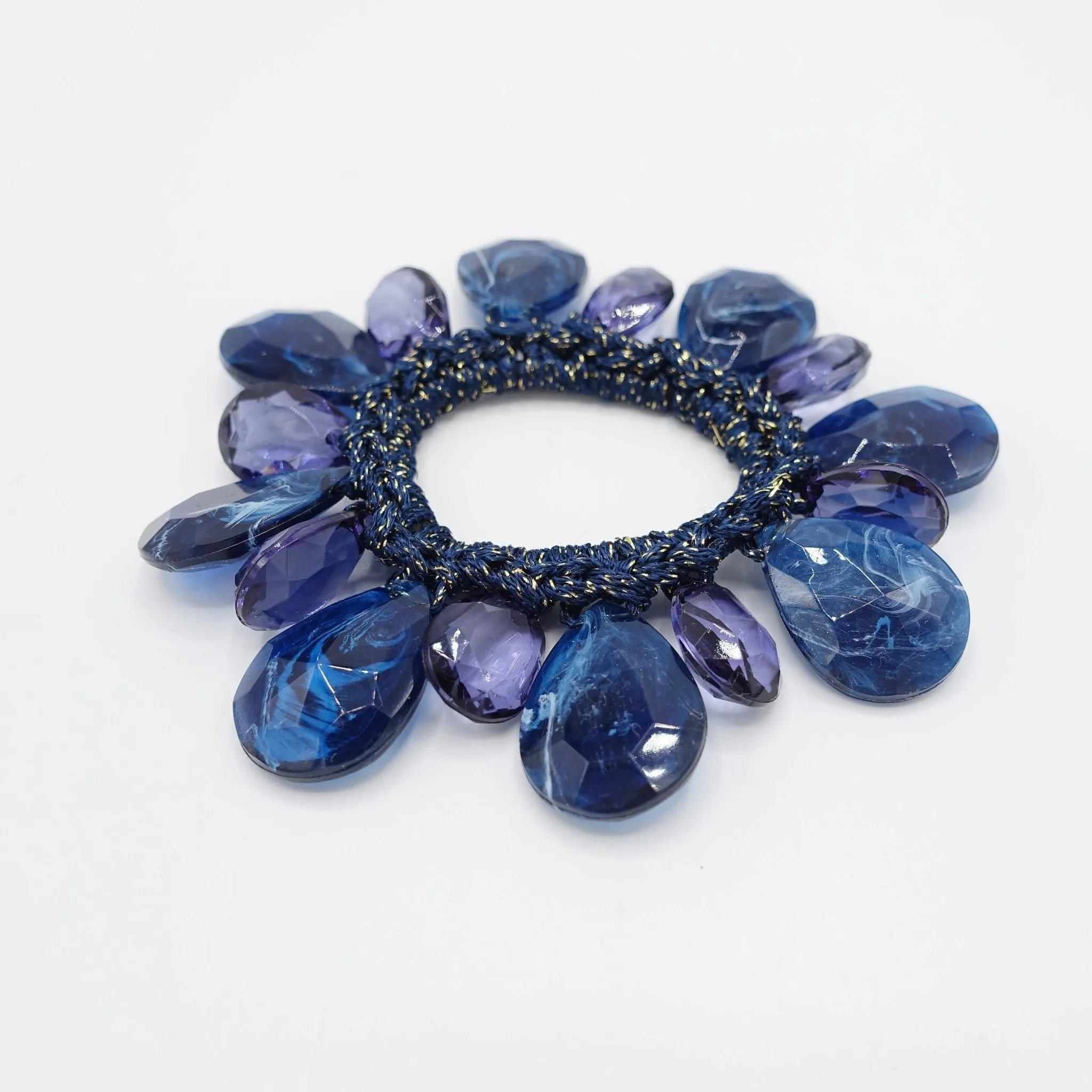 acrylic water drop ball beaded hair elastic ponytail holder women hair accessory