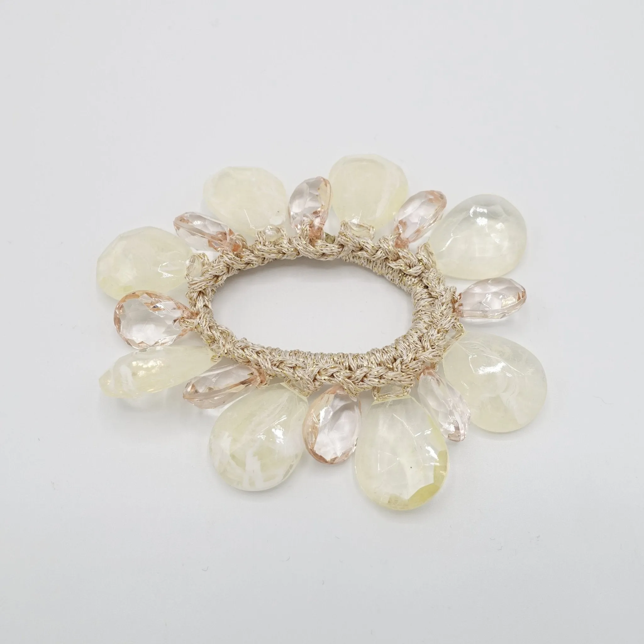 acrylic water drop ball beaded hair elastic ponytail holder women hair accessory