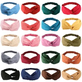 AHONEY 20 Pack Headbands for Women Knotted Headbands Twist Stretchy Hair Bands for Girls Cross Turban Plain Headwrap Yoga Workout Hair Accessories Christmas Gifts Stocking Stuffers (Suede)