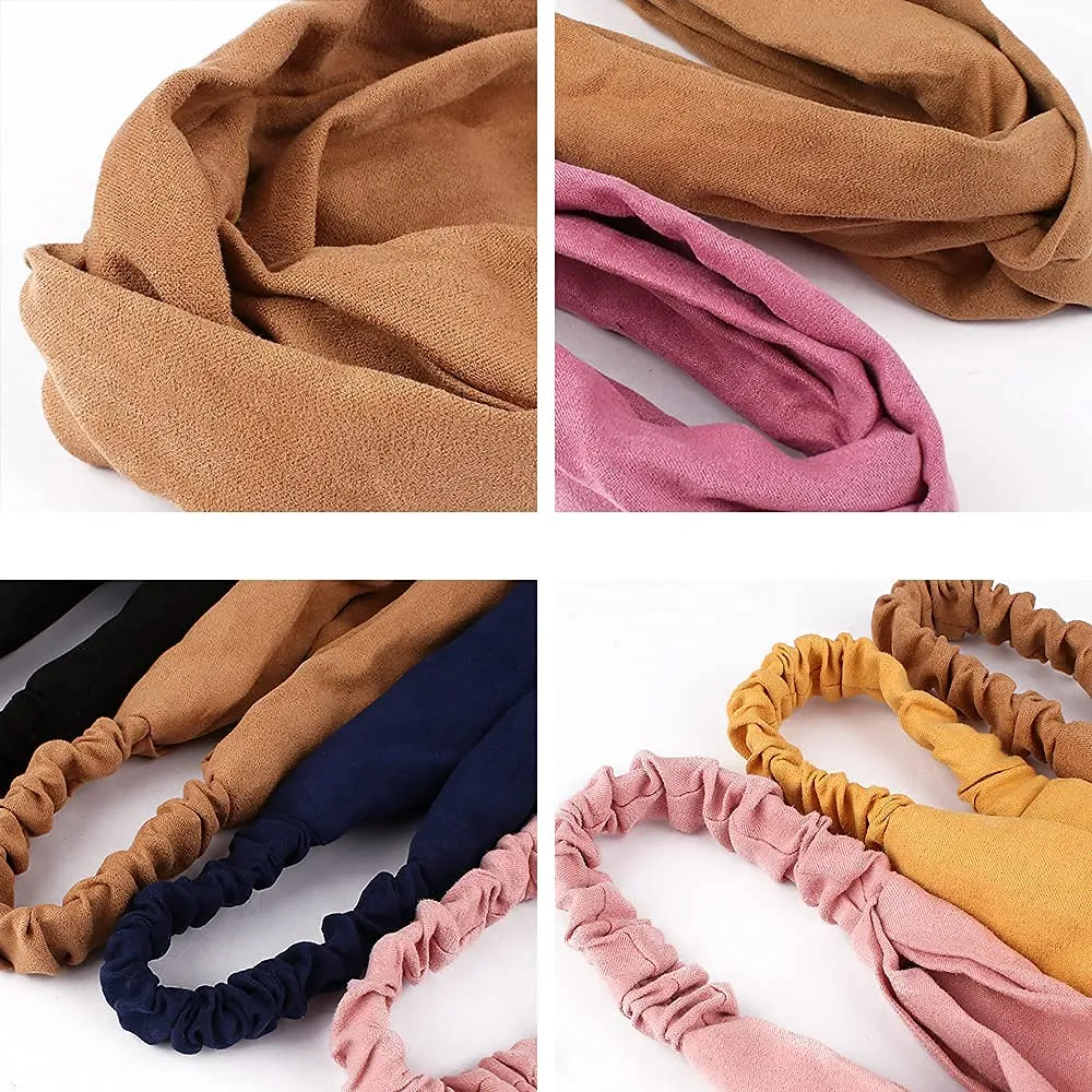 AHONEY 20 Pack Headbands for Women Knotted Headbands Twist Stretchy Hair Bands for Girls Cross Turban Plain Headwrap Yoga Workout Hair Accessories Christmas Gifts Stocking Stuffers (Suede)