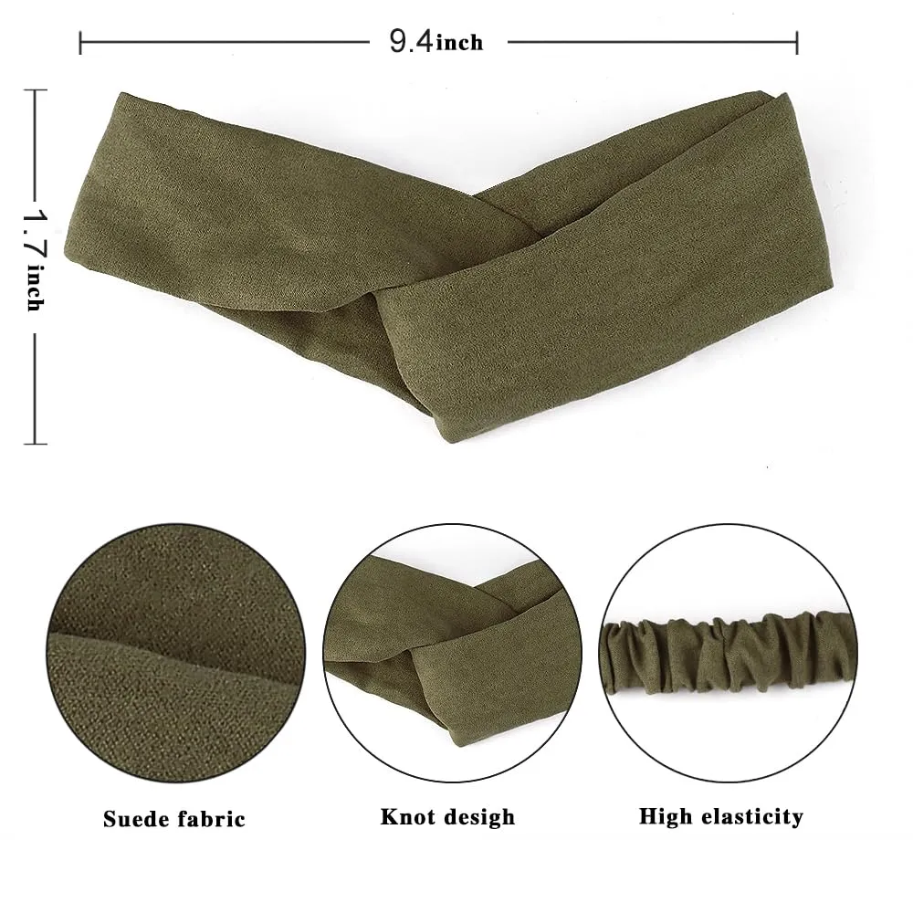 AHONEY 20 Pack Headbands for Women Knotted Headbands Twist Stretchy Hair Bands for Girls Cross Turban Plain Headwrap Yoga Workout Hair Accessories Christmas Gifts Stocking Stuffers (Suede)