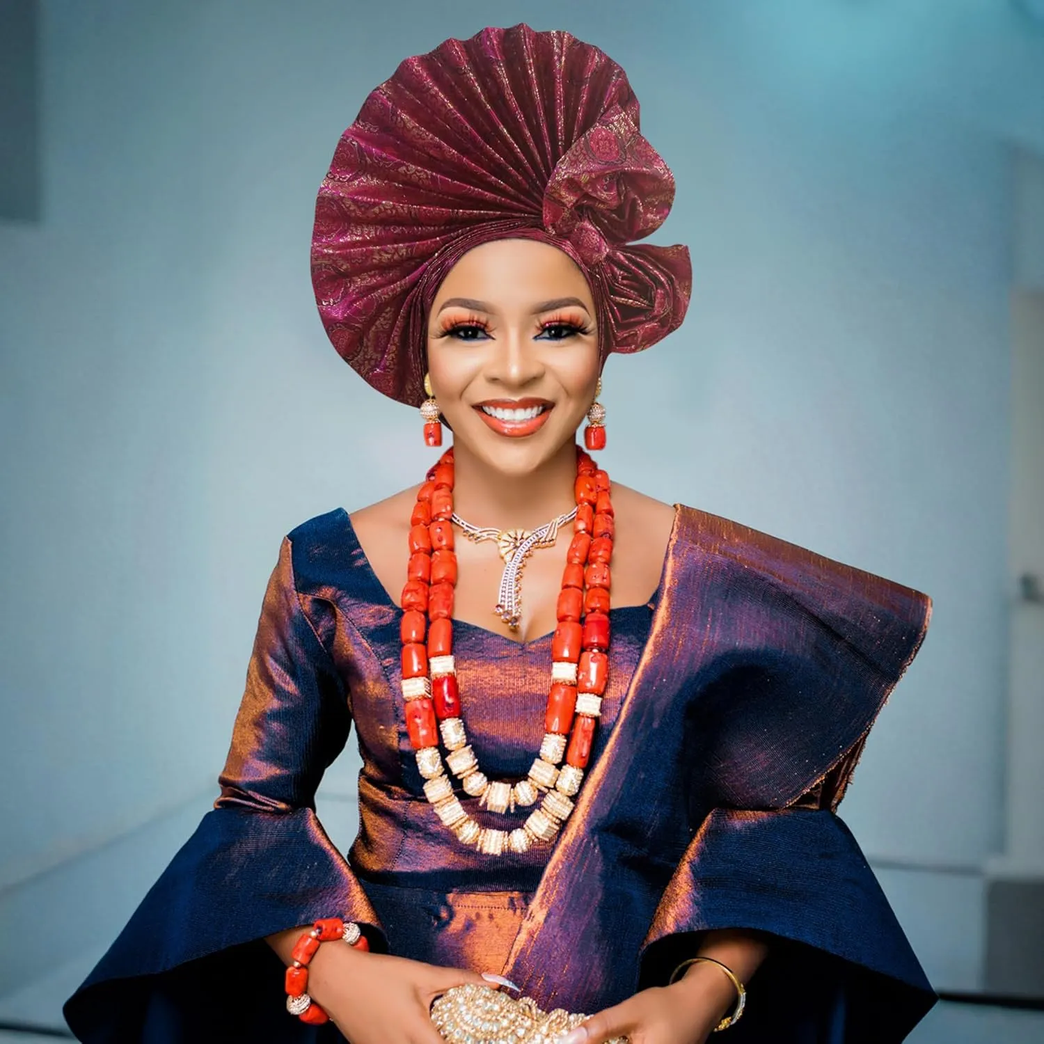 Auto Gele African Head Tie of Nigeria ASO Oke Headwraps Hat Turban Wedding Party Handmade Elegant Hair Wear Cap for Women