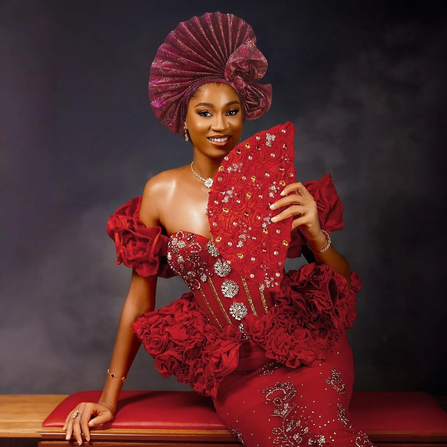 Auto Gele African Head Tie of Nigeria ASO Oke Headwraps Hat Turban Wedding Party Handmade Elegant Hair Wear Cap for Women
