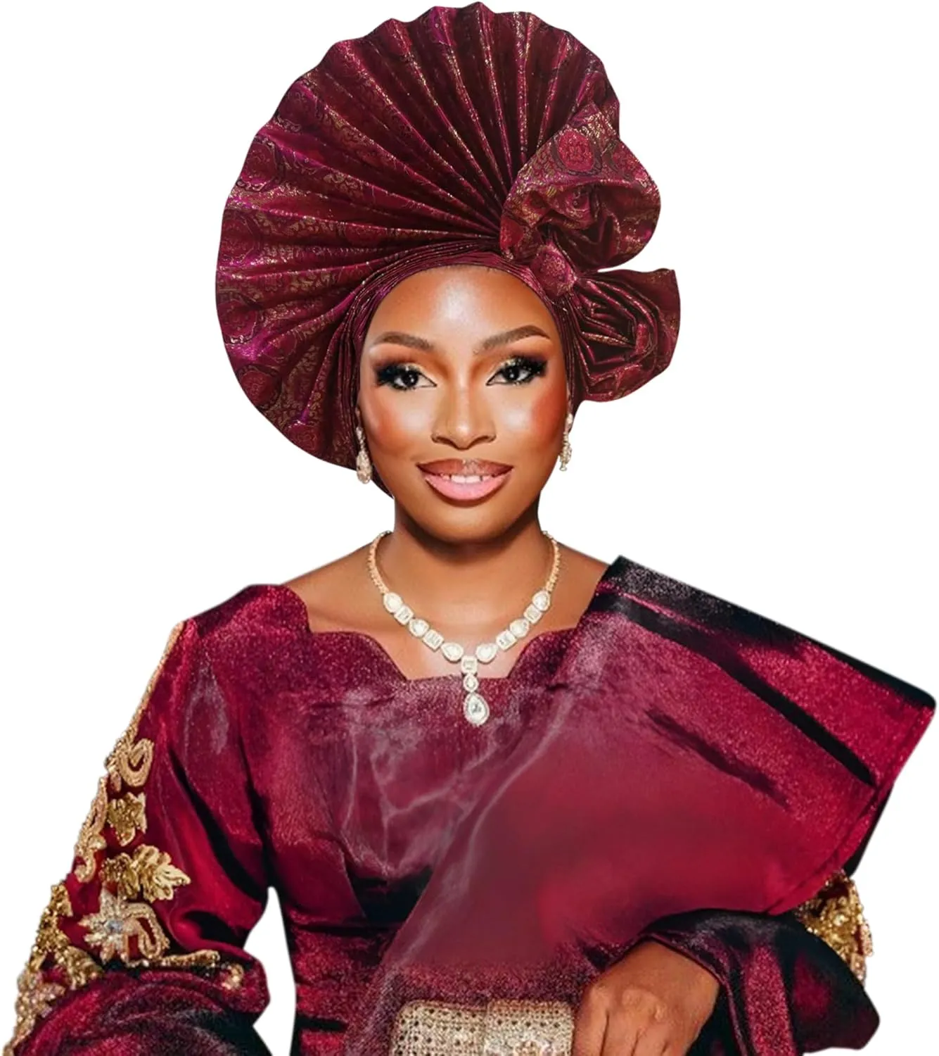 Auto Gele African Head Tie of Nigeria ASO Oke Headwraps Hat Turban Wedding Party Handmade Elegant Hair Wear Cap for Women