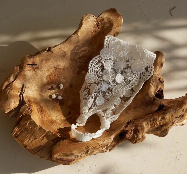 Baby Girl Headband Floral White Lace Baptism Christening Hairband Elastics Soft Head Wrap for Toddlers Hair Accessories for Infants Kids Shower Birthday Wedding Party (Style 14)