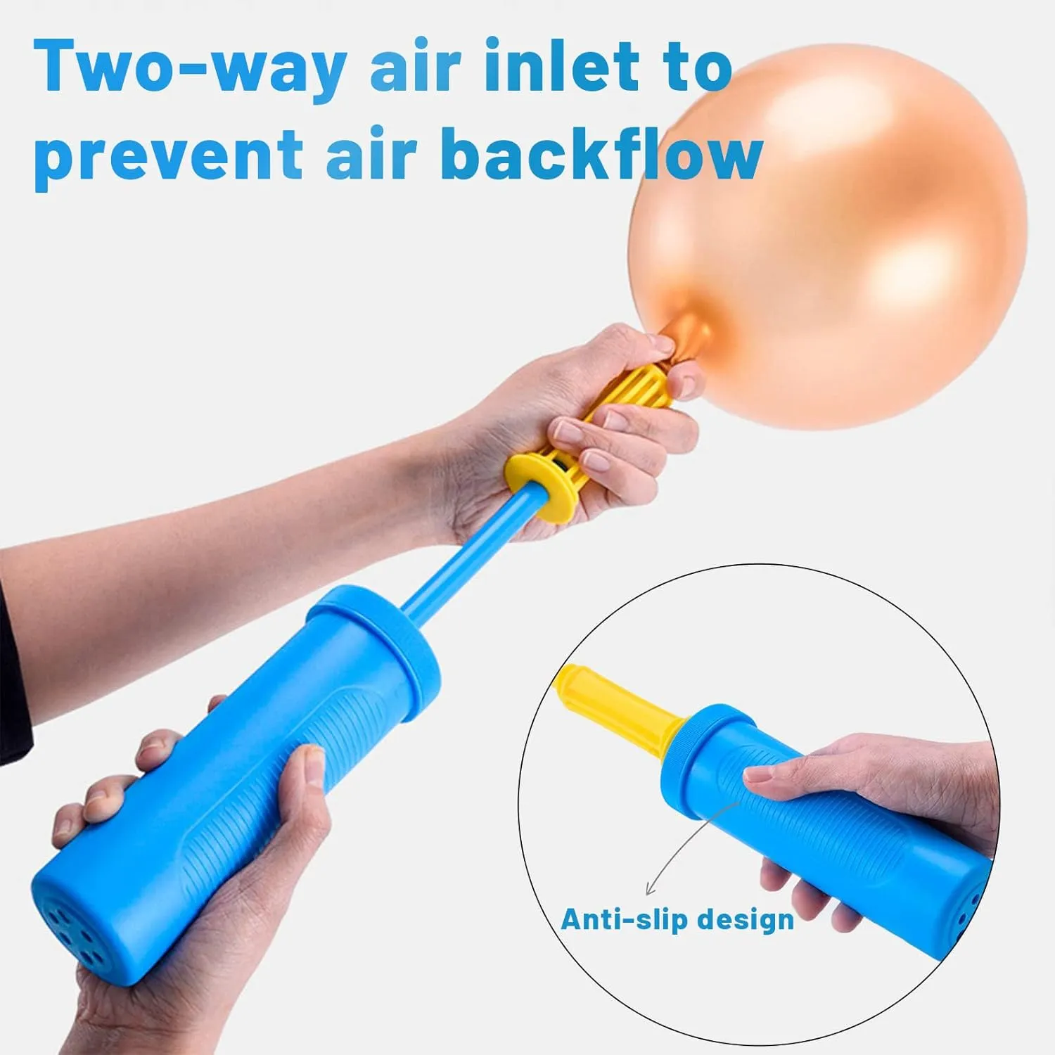 Balloon Pump Handheld Two-Way Dual Action,Double-Way Air Intake Portable Manual Inflator for Balloons,Swimming Rings, Inflatable Toys, Party Decorations.