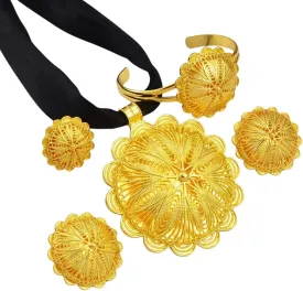 Big Ethiopian Jewelry - Ethiopian Jewelry for Women Set - Big Pendant Necklace Earrings Bracelet Ring African Ethiopian Jewelry Sets Eritrean Traditional Ornaments