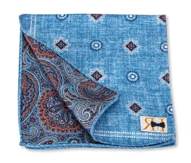Blue Medallions/Paisley Pocket Square - 5646