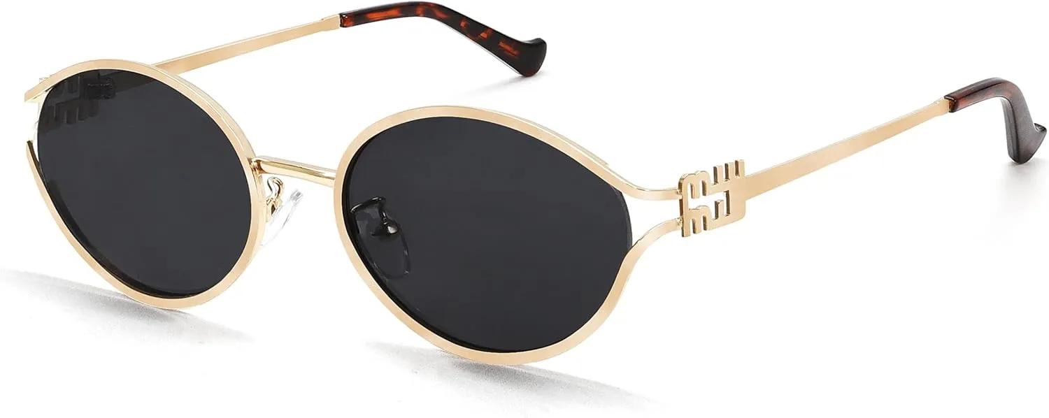 BOTEN Retro Oval Sunglasses for Women Men 2025 Trendy Small Round Sun Glasses Gold Metal Fashion Shades Cute Chic Sunnies