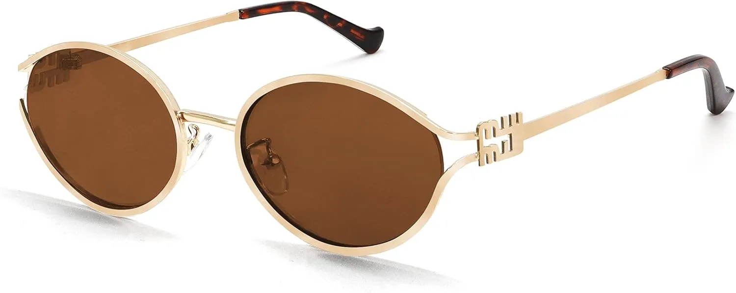 BOTEN Retro Oval Sunglasses for Women Men 2025 Trendy Small Round Sun Glasses Gold Metal Fashion Shades Cute Chic Sunnies