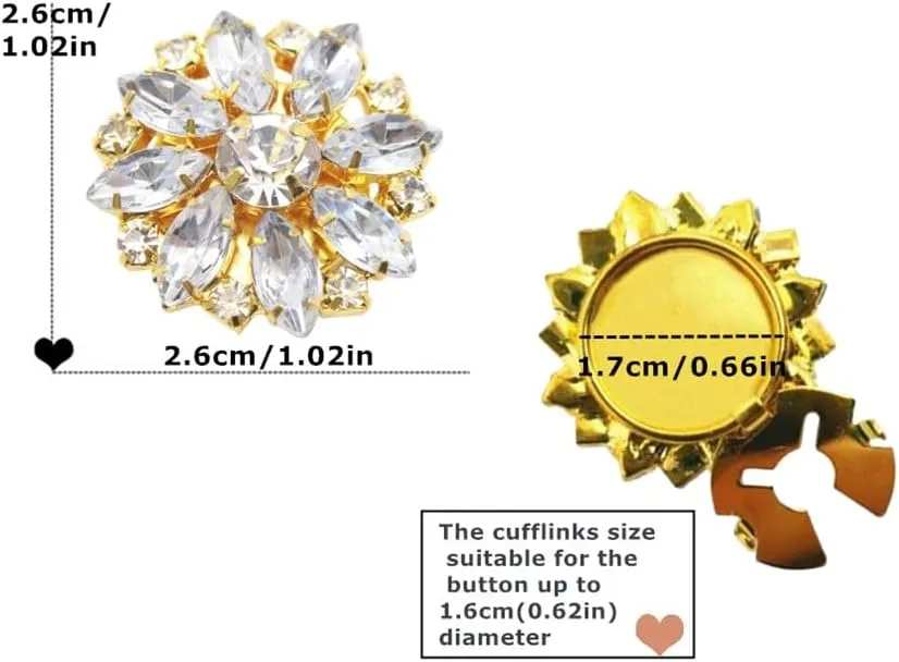 Button Covers Cufflinks For Men Women Rhinestone Flower Button Cover For Shirt Tuxedo, Decorative Buttons For Crafts Shell Button covers Fancy Accessories For Business Daily Party Wedding Gifts