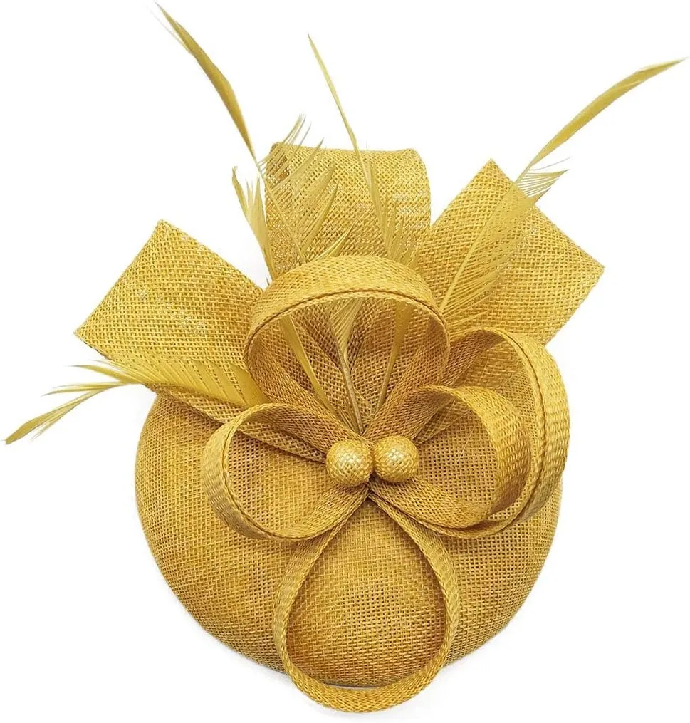 Coolwife Womens Fascinator Hat Sinamay Pillbox Flower Feather Tea Party Derby Wedding Headwear