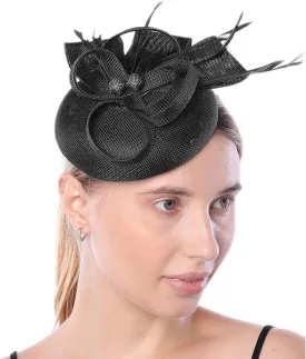 Coolwife Womens Fascinator Hat Sinamay Pillbox Flower Feather Tea Party Derby Wedding Headwear
