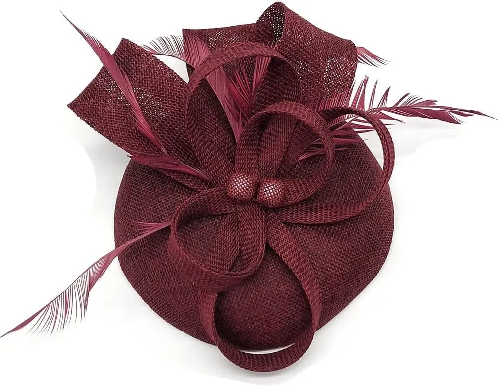 Coolwife Womens Fascinator Hat Sinamay Pillbox Flower Feather Tea Party Derby Wedding Headwear
