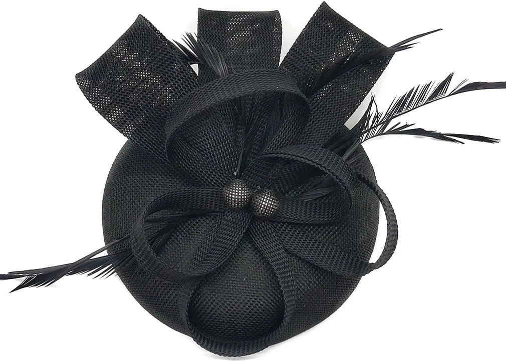 Coolwife Womens Fascinator Hat Sinamay Pillbox Flower Feather Tea Party Derby Wedding Headwear