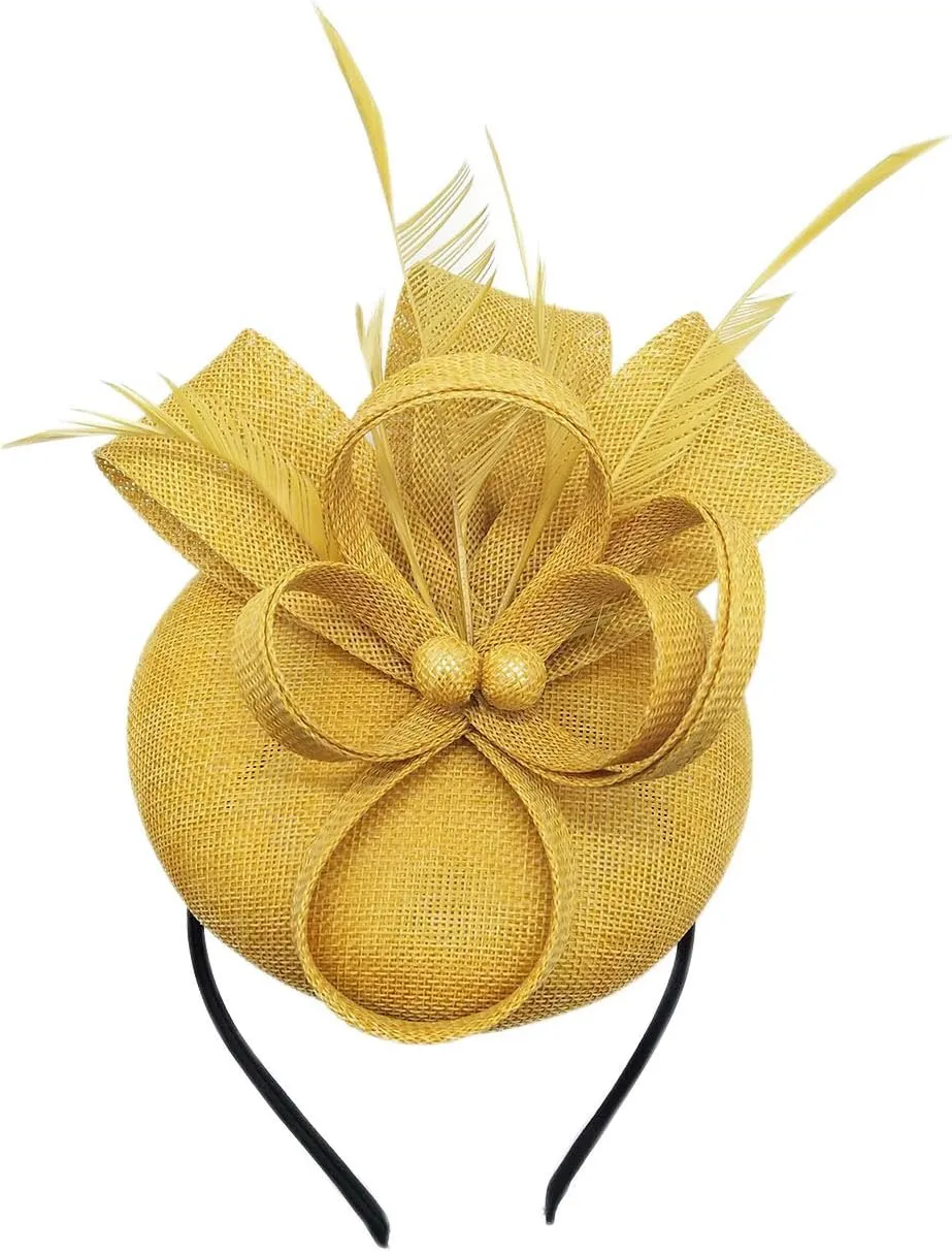 Coolwife Womens Fascinator Hat Sinamay Pillbox Flower Feather Tea Party Derby Wedding Headwear