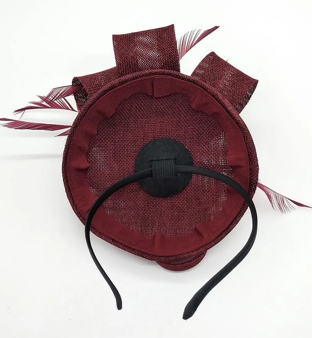 Coolwife Womens Fascinator Hat Sinamay Pillbox Flower Feather Tea Party Derby Wedding Headwear