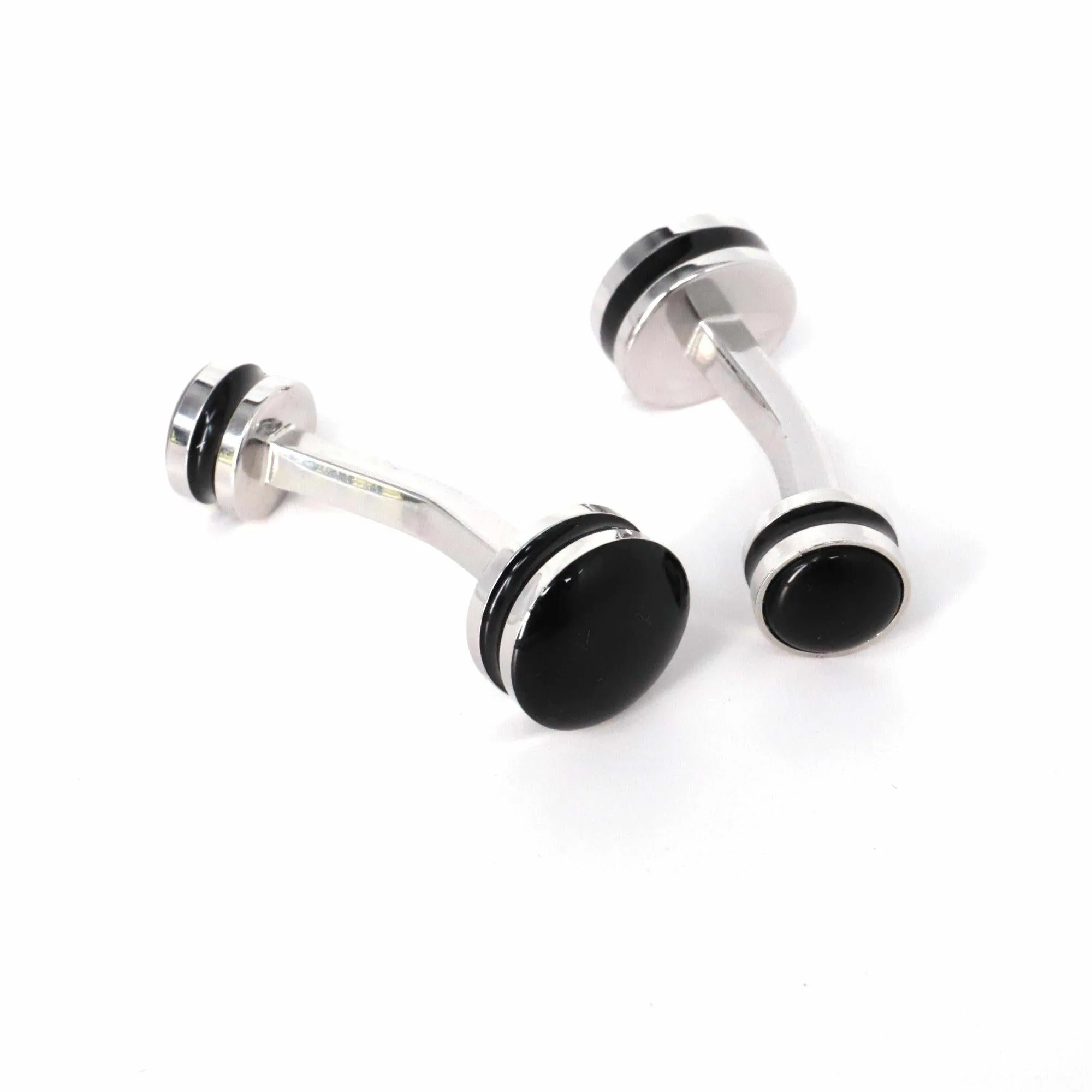Double drum black enamel Cufflinks (Online Exclusive)