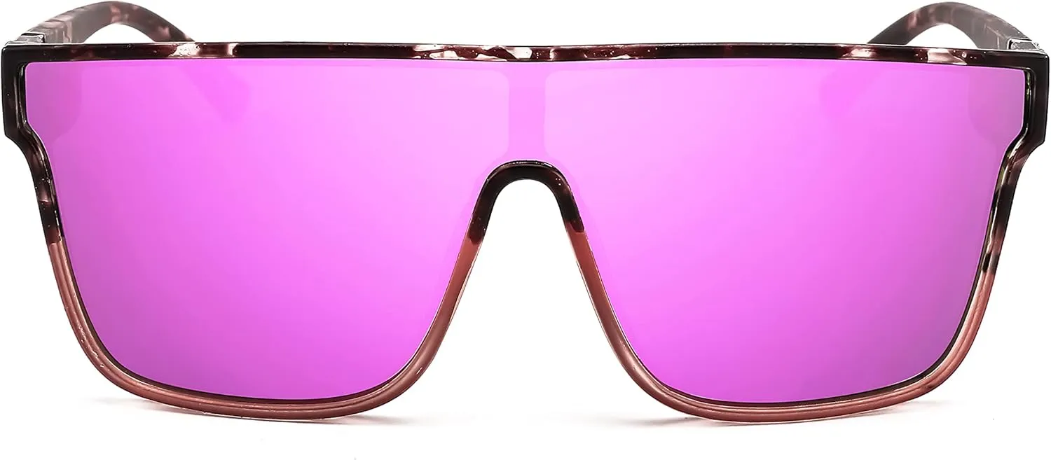 FEISEDY Sunglasses for Women Men, Fashion Mirrored Single Lens, Driving Beach Sunnies UV400 Shades B2996