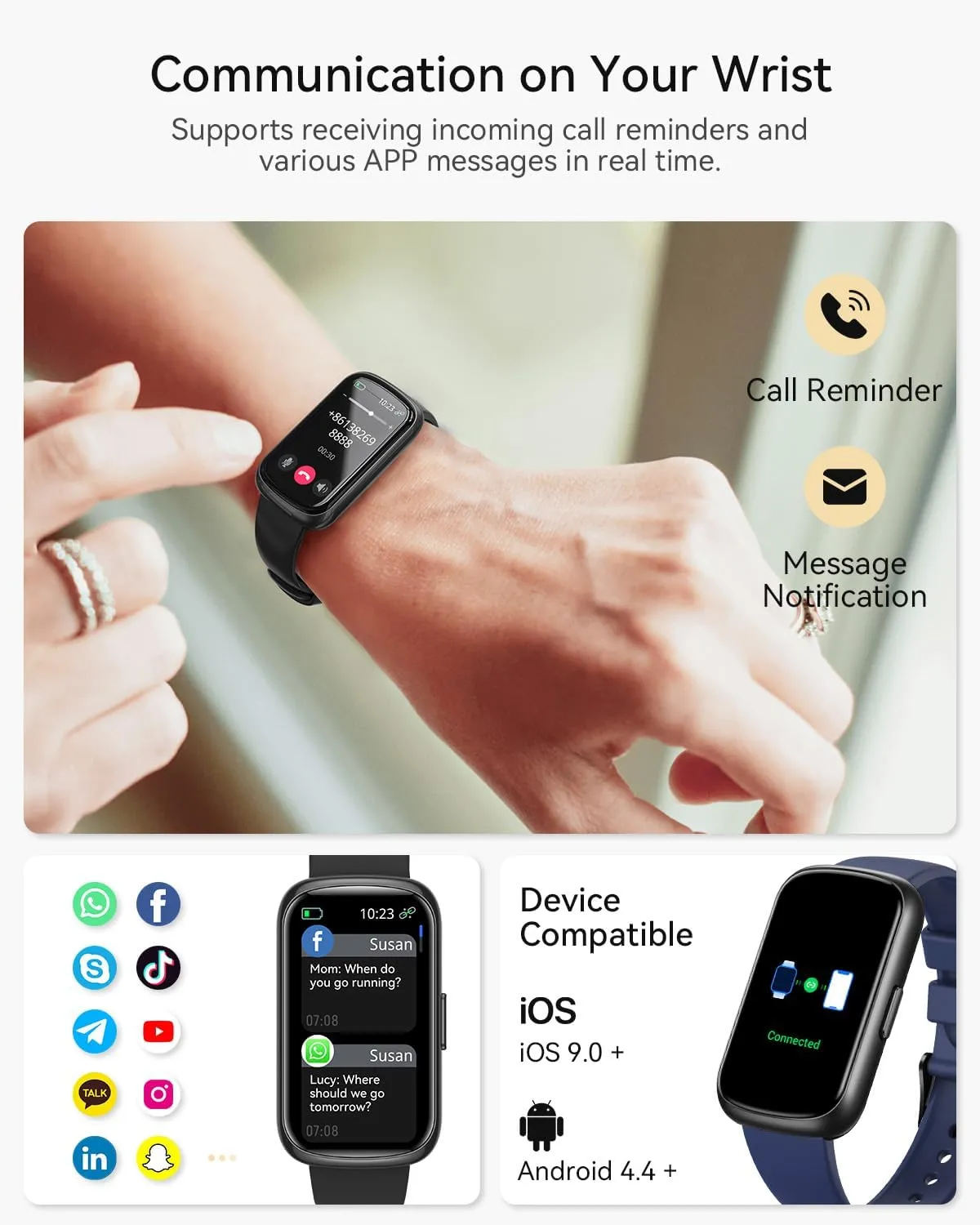 Fitness Tracker, 4 Bands Fitness Watches for Men/Women, Smart Watch with 24/7 Heart Rate/SpO2/Sleep Monitor, IP68 Health Fitness Tracker Watch for Android/iOS Phones, Activity Tracker with Step Count