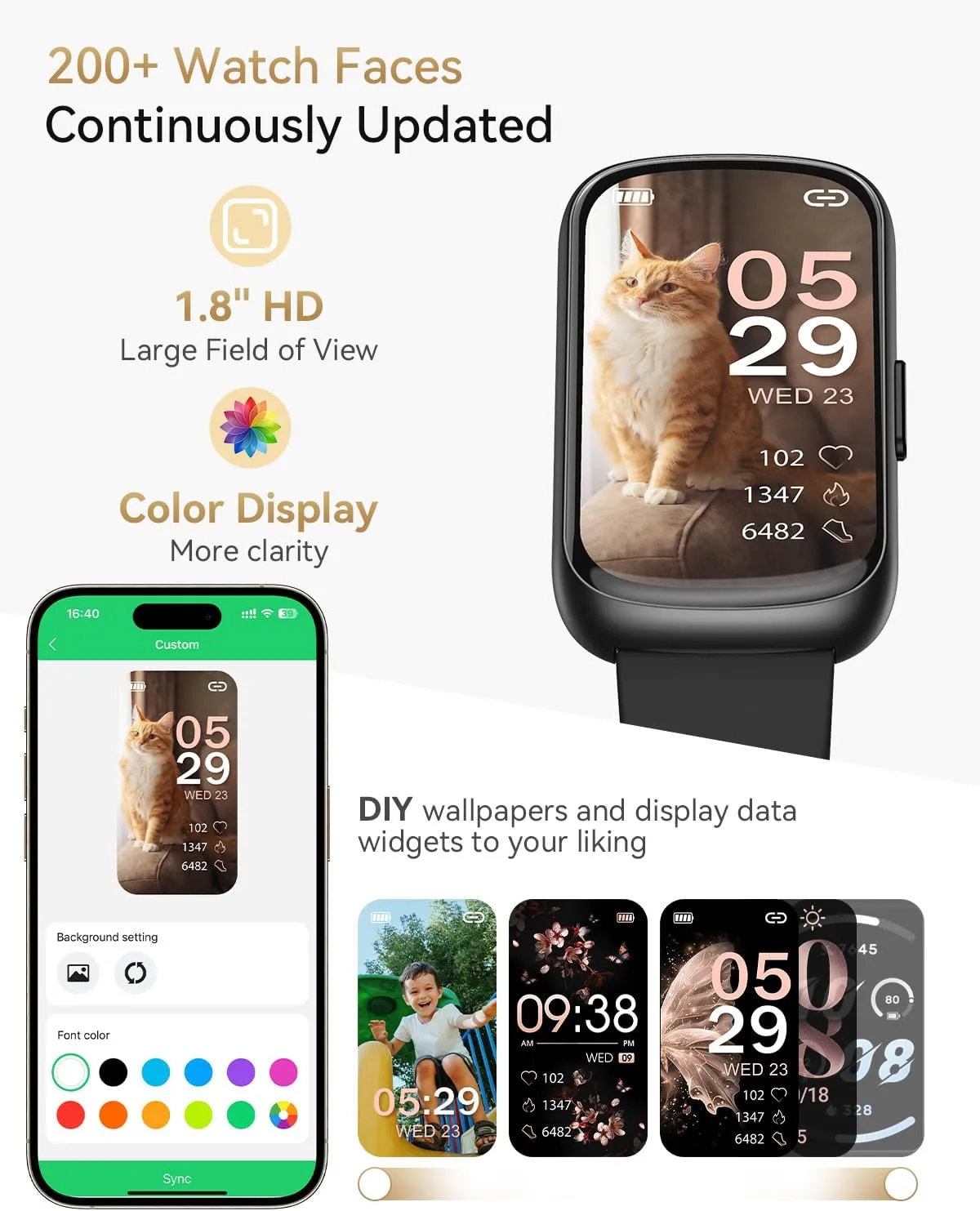 Fitness Tracker, 4 Bands Fitness Watches for Men/Women, Smart Watch with 24/7 Heart Rate/SpO2/Sleep Monitor, IP68 Health Fitness Tracker Watch for Android/iOS Phones, Activity Tracker with Step Count