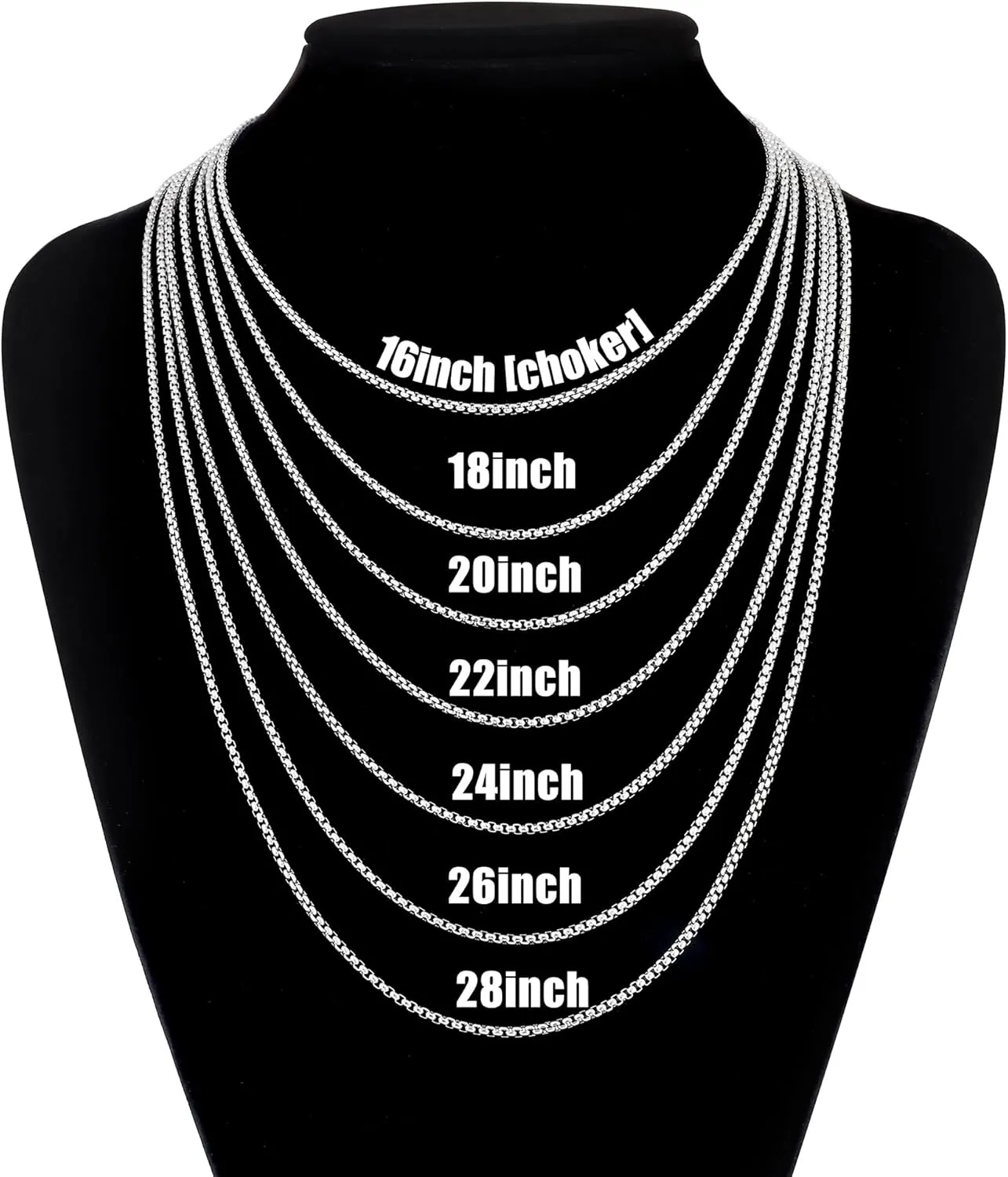 Fiusem Beveled Edge Cross Necklace for Men, Silver Tone/Black/14K Gold Plated Mens Cross Necklace, 2.5MM Stainless Steel Box Chain with Pendant