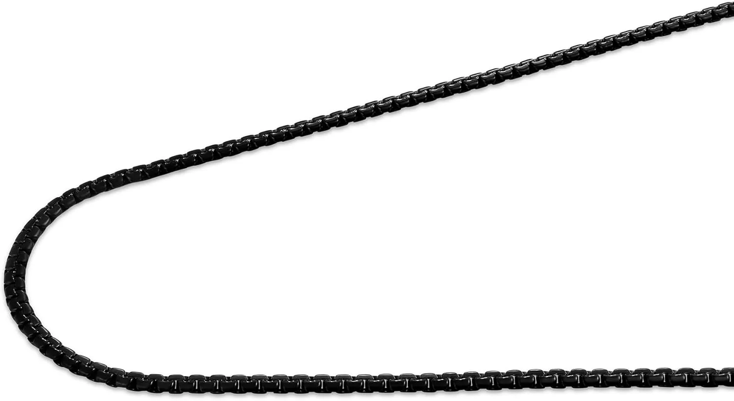 Fiusem Black Flat Box Chains for Men, 3/5mm Stainless Steel Chain Necklace, Necklaces for Men and Women 16-28 Inches