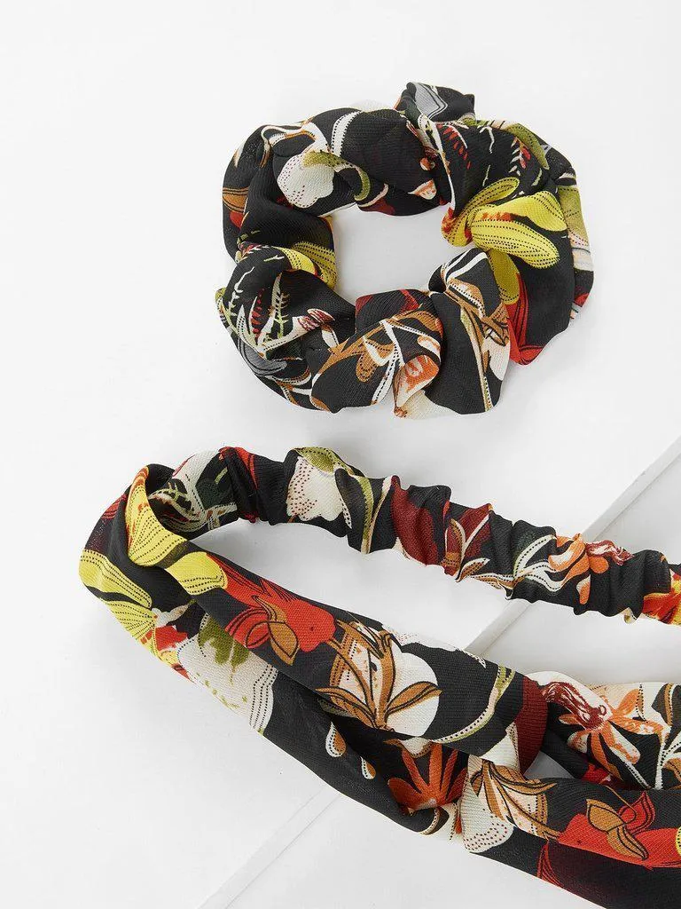 Flower Print Headband & Hair Tie