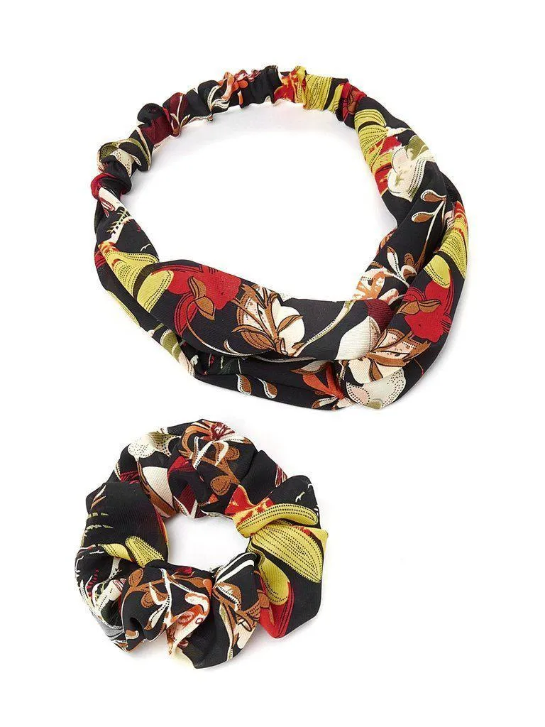 Flower Print Headband & Hair Tie