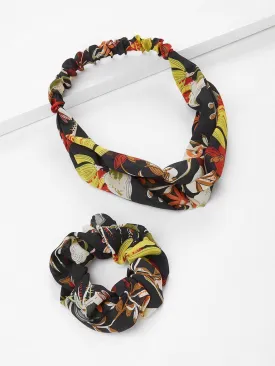 Flower Print Headband & Hair Tie