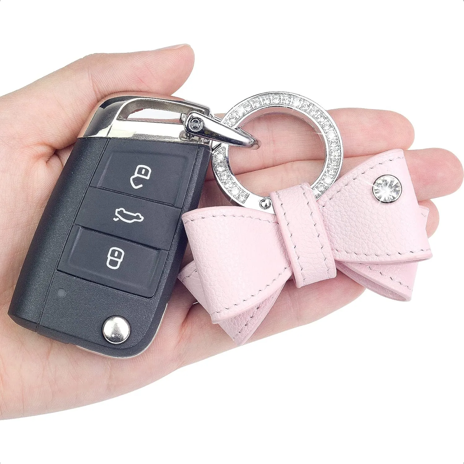 Leather bowknot keychain for Women
