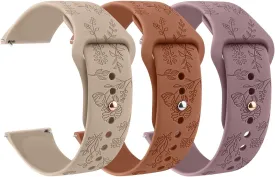 Meliya Silicone Watch Bands Quick Release 20mm 22mm Bands, Floral Engraved Soft Silicone Rubber Sport Replacement Watch Strap for Women Men