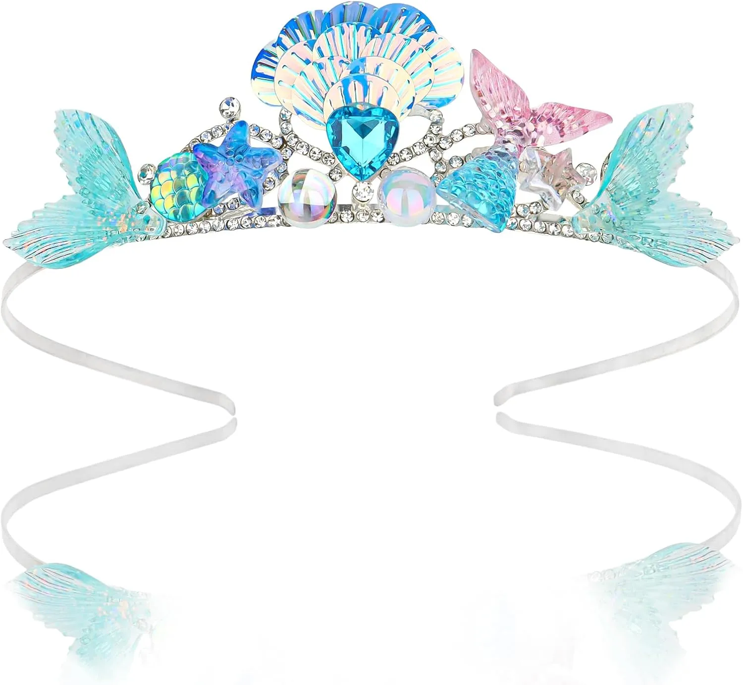 Mermaid Crown Sea Shell Headband Mermaid Birthday Decorations Starfish Hair Accessories for Girls Costume Mermaid Party Favors