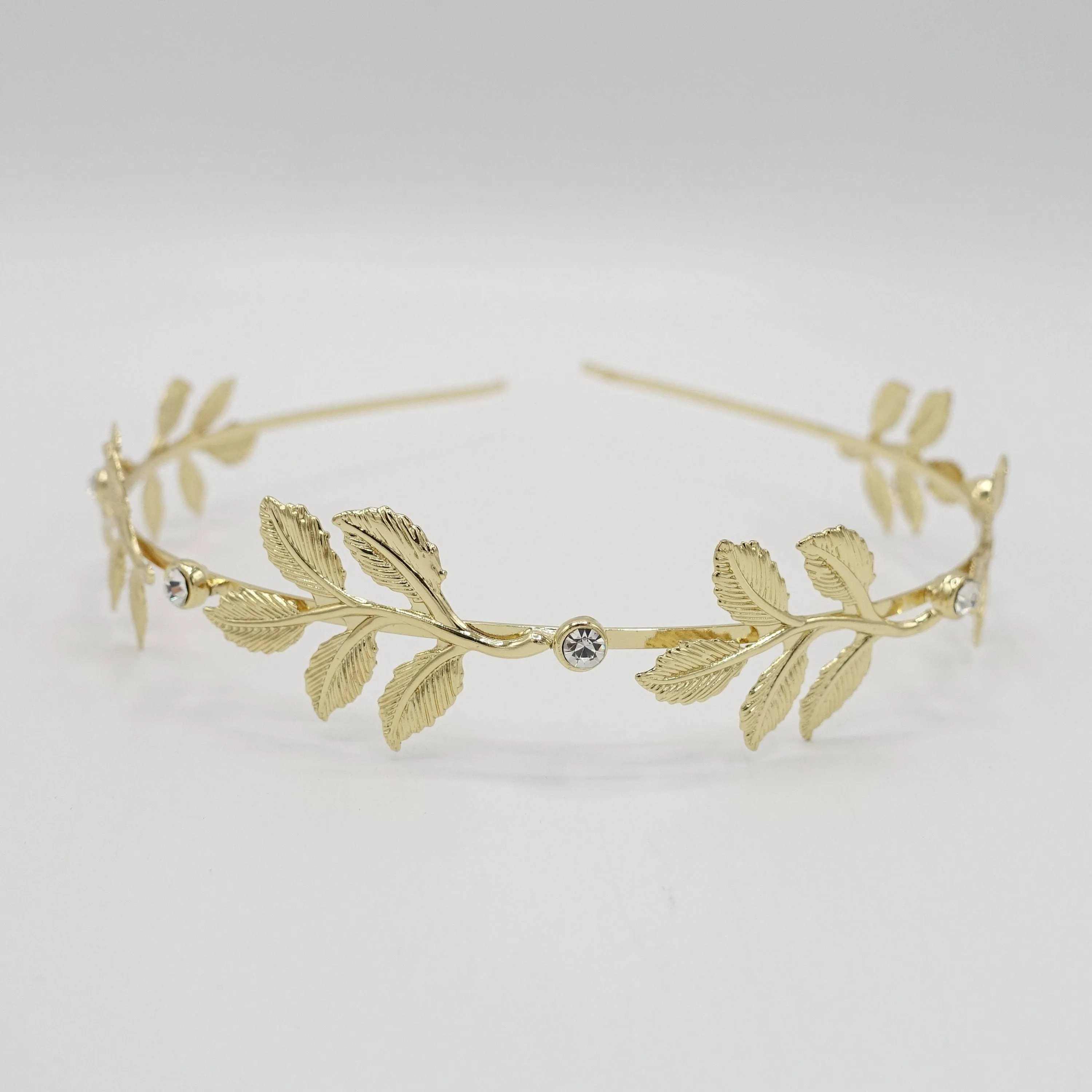 metal leaves branch headband thin bridal hair accessory