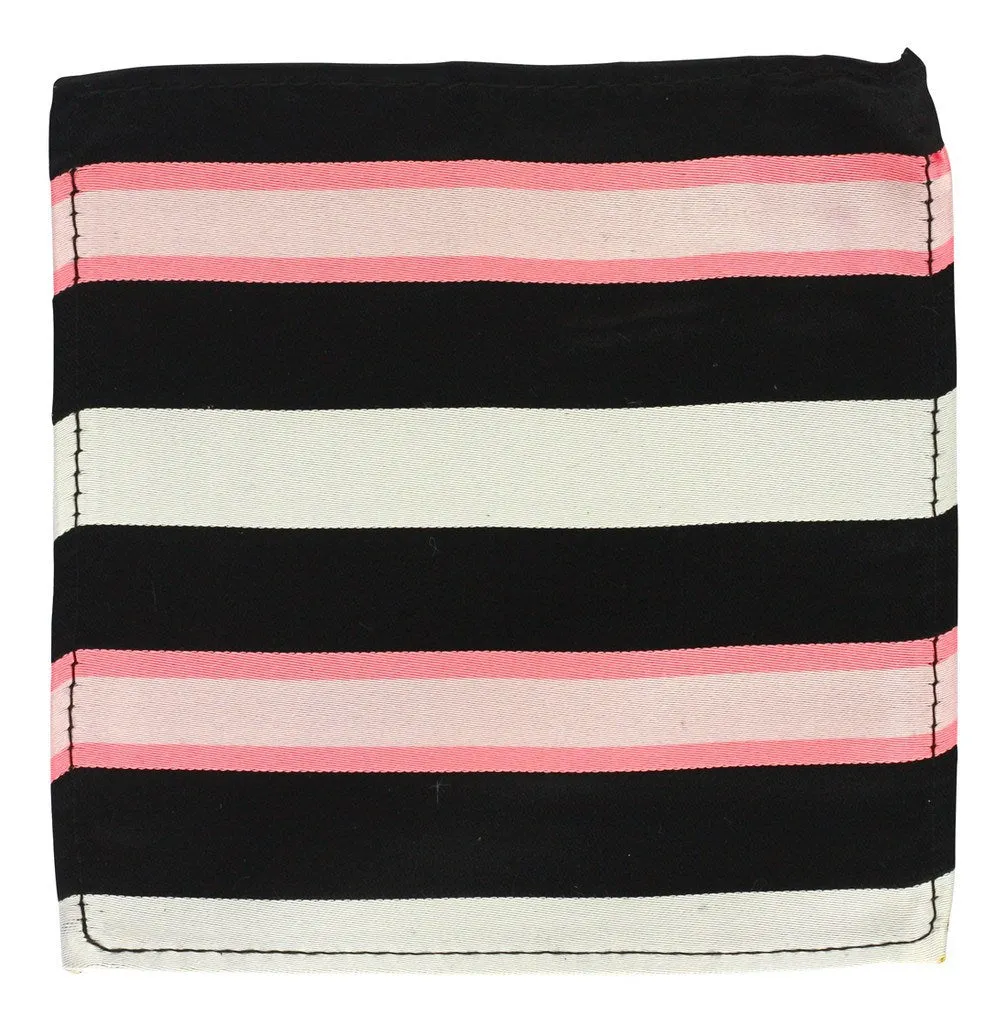 Mini Black, Pink and Silver Stripe Pocket Square