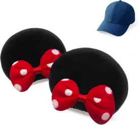 Mini Magnetic Mouse Ears for Any Cap, Mouse Ears Magnetic Magic Ears for Men, Women, Boys, Girls,Magnetic Mouse Ears Attach to Any Hat, Lightweight Magic Ears Hat Clip (with a Bow) Black