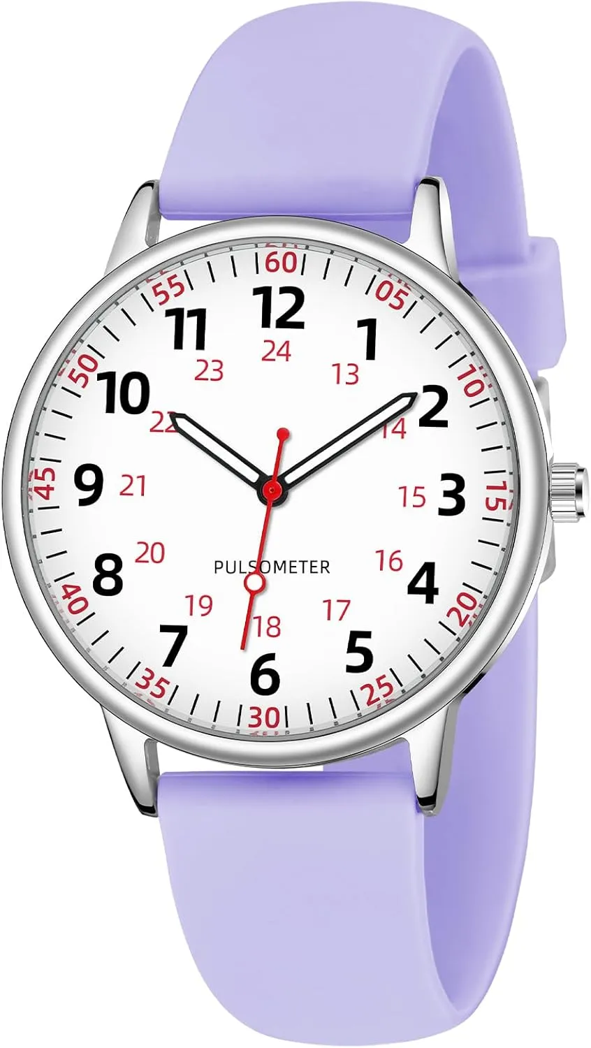 Nurse Watch for Women Waterproof Analog Silicone Watch with Second Hand Nursing Watch