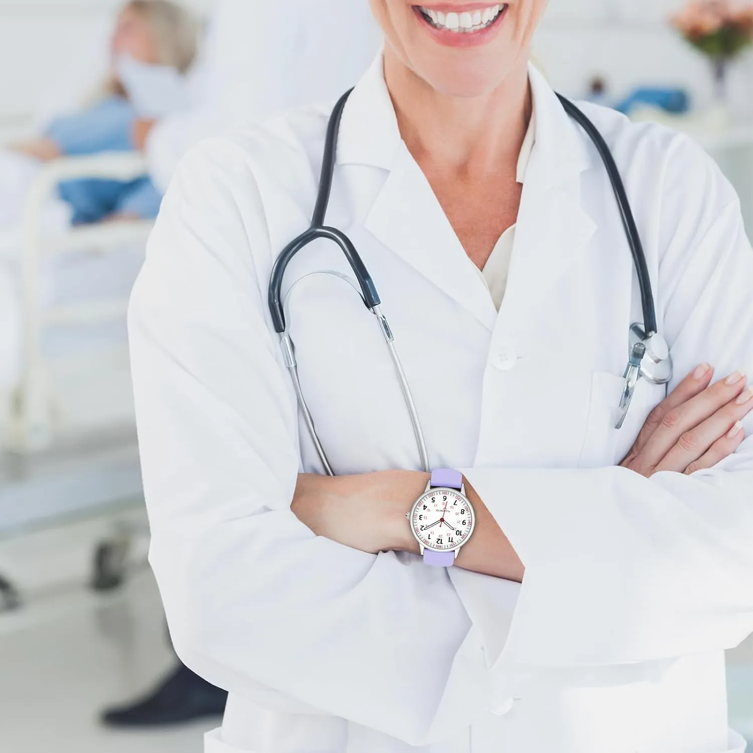 Nurse Watch for Women Waterproof Analog Silicone Watch with Second Hand Nursing Watch
