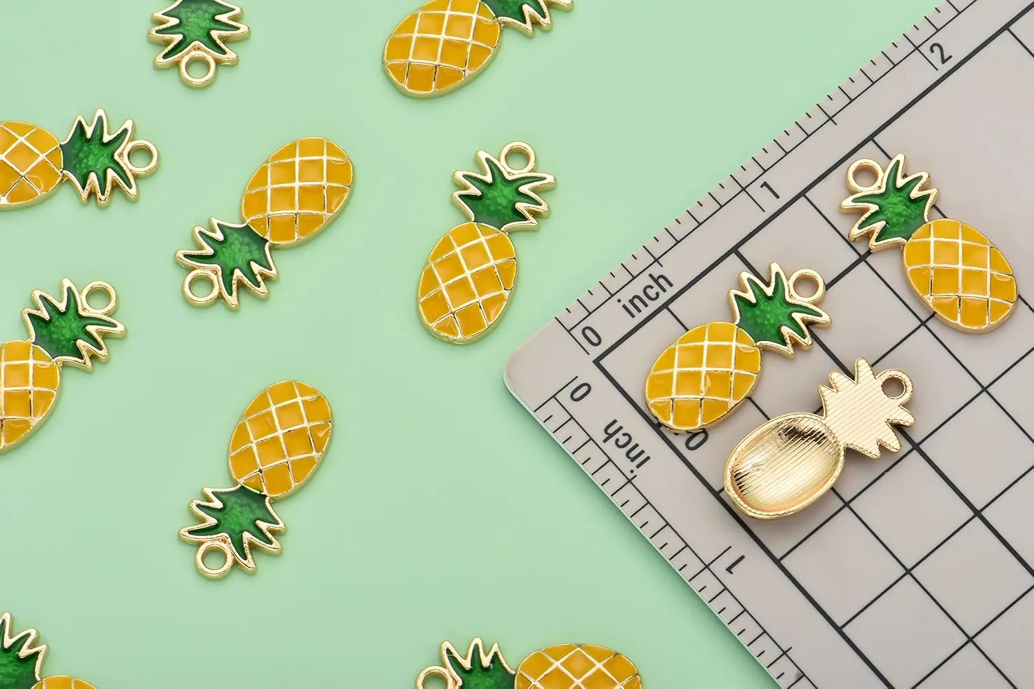 Pack of 80 Pineapple Enamel Charms Gold Plated Colored Pendants Hawaii Style Accessories for Necklace Bracelet Jewelry Making DIY Crafting