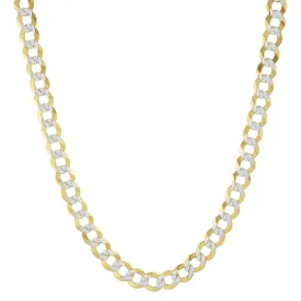 Pave Miami Curb Link Chain Necklace 10K Yellow White Gold - Solid