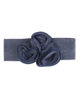 RuffleButts Girls Soft and Strechy Blue Faux Denim Headband - One Size