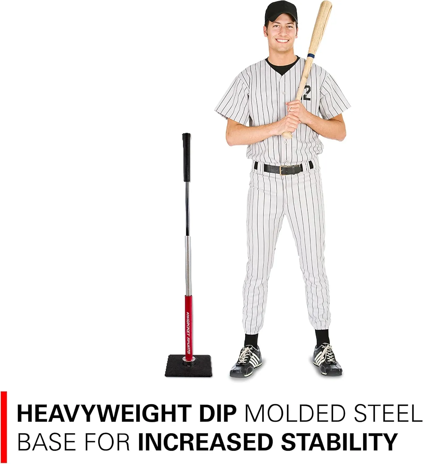 Rukket Baseball & Softball Batting Tee, Portable & Heavy Duty Practice Tees for Indoor & Outdoor, Adjustable with Carry Bag